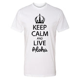 Men’s “Keep Calm and Live Aloha” Graphic T-Shirt – Hawaiian Island Crown Design